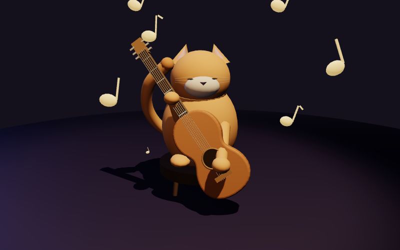 Cat playing guitar